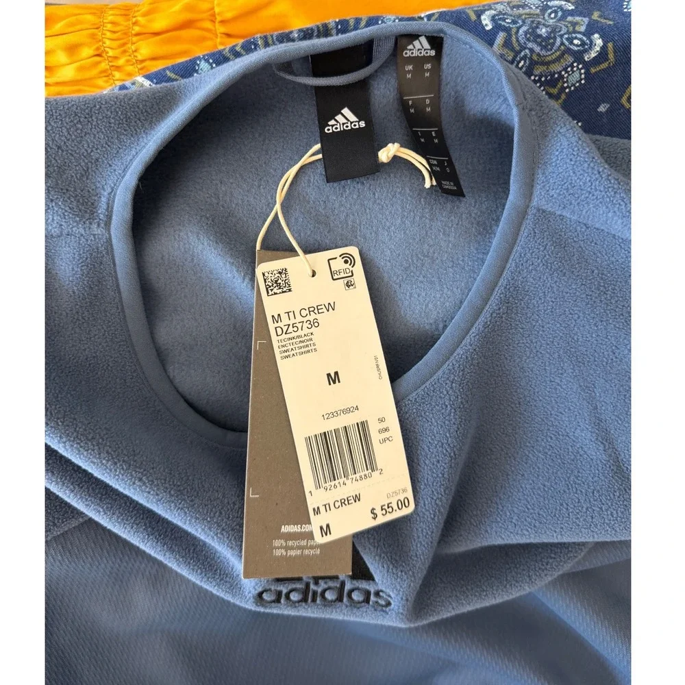 New Adidas M Ti Blue Crewneck Sweatshirt Men's Medium